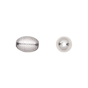 Bead 1pkg2 sterling silver, 11x8mm oval / dimpled texture