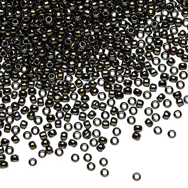 Seed bead, TOHO BEADS®, glass, pkg/7.5g, #11 round, opaque metallic iris brown (TR-11-83). image number 0