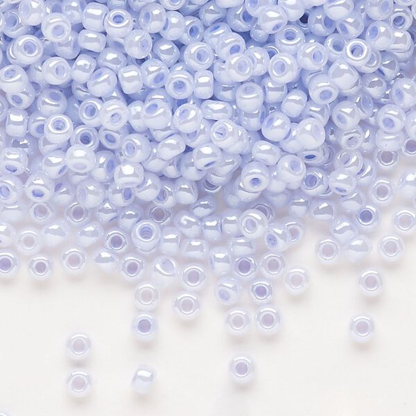 Seed bead, Dyna-Mites™, glass, opaque ceylon pastel light blue, #8 round. Sold per 40-gram pkg. image number 0