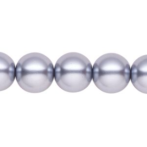 Pearl 1pk pewter, Celestial Crystal® 12mm round 15.5-16 inch