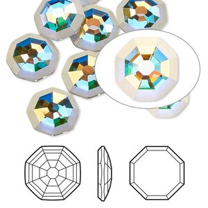 Flat back 2pk crystal AB foil back, Crystal Passions® 10mm solaris