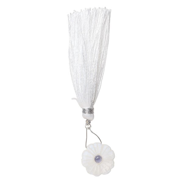 Rainbow moonstone / iolite 1pkg1, top-drilled hand-cut 1sided carved flower bead natural, 16mm image number 2