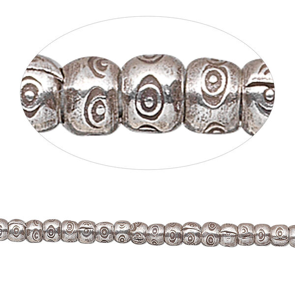 Bead, Hill Tribes, antiqued sterling silver, 3mm fancy rondelle. Sold per 8-inch strand, approximately 70 beads. image number 0