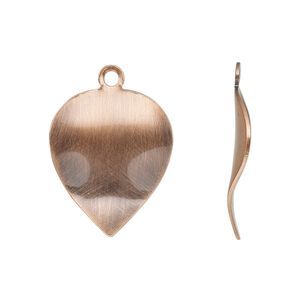 Drop, antique copper-plated steel, 23x18mm wavy leaf. Sold per pkg of 10.