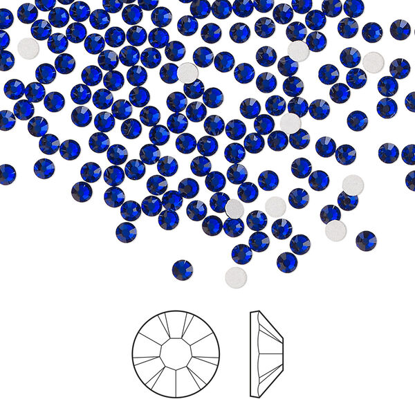 Flat back 144pk cobalt blue foil back, Preciosa MAXIMA Czech crystal rhinestone 2.1-2.3mm chaton rose round SS7 image number 0