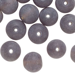 Bead, lampworked glass, translucent frosted blue-grey, 11x10mm-12x11mm round. Sold per 2-ounce pkg of approximately 25 beads.