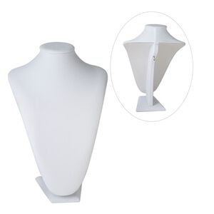 Display, necklace, velveteen and steel, white, 12-1/4 x 8-1/4 x 6-1/2 inches. Sold individually.