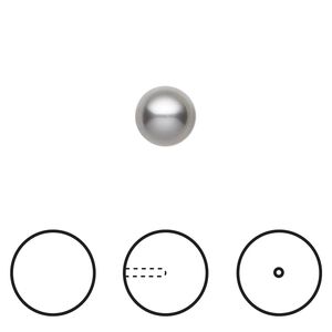 Pearl 250pk grey, Swarovski® 8mm half-drilled round 5818