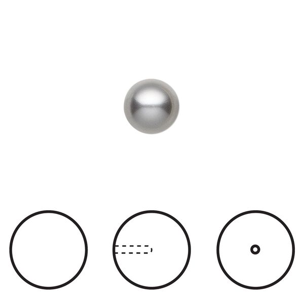 Pearl 250pk grey, Swarovski® 8mm half-drilled round 5818 image number 0