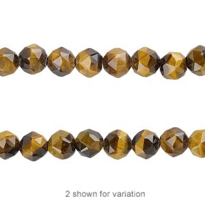 Tigereye 1pkg1, rose-cut round bead natural 8 inch 6mm