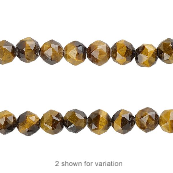 Tigereye 1pkg1, rose-cut round bead natural 8 inch 6mm image number 0