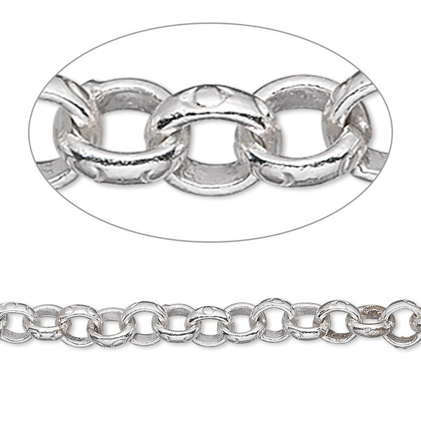 Extender chain, Hill Tribes, sterling silver, 4.5mm engraved rolo, 2 inches. Sold individually. image number 0