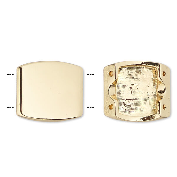 Spacer, gold-finished "pewter" (zinc-based alloy), 17x16mm 2-strand rectangle, fits up to 8mm bead. Sold individually. image number 0