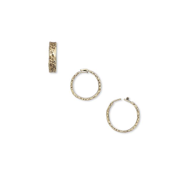 Loop Lock™, antiqued brass, 8mm hammered round. Sold per pkg of 4. image number 0