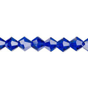Bead 1pk translucent cobalt blue, Celestial Crystal® 8mm bicone 15.5-16 inch