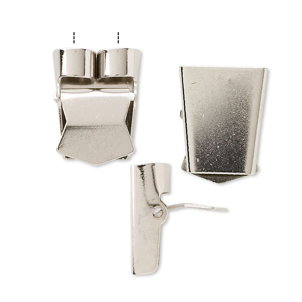 Bolo slide, nickel-plated brass, 19x16mm lever-action. Sold per pkg of 10. image number 0