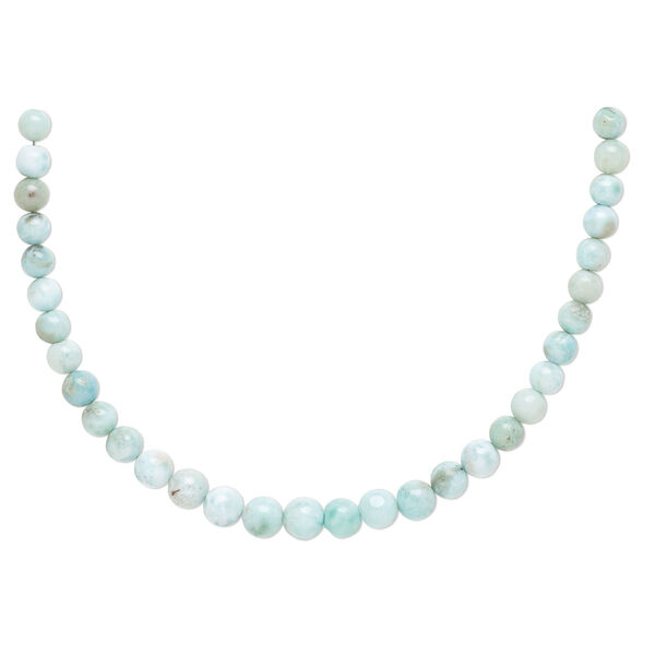 Bead, larimar (natural), 6-8mm hand-cut graduated round, B grade, Mohs hardness 4-1/2 to 5. Sold per 8-inch strand, approximately 30 beads. image number 0
