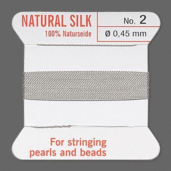 Thread, Griffin, silk, grey, size #2. Sold per 2-meter card (approximately 78 inches). image number 0