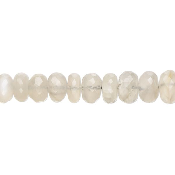 Grey moonstone 1pkg1, hand-cut faceted rondelle bead natural 15 inch graduated 5x3mm-9x6mm image number 0