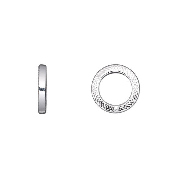 Jump ring, sterling silver, 12mm soldered textured round square wire, 7.9mm inside diameter, 13 gauge. Sold per pkg of 2. image number 0