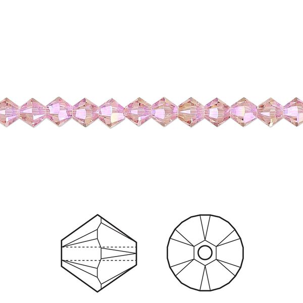 Bead 1440pk light rose shimmer 2X, Swarovski® 4mm XILION bicone 5328 image number 0