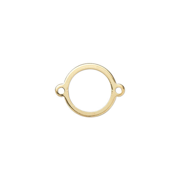 Link, gold-plated brass, 13mm open round. Sold per pkg of 100. image number 0