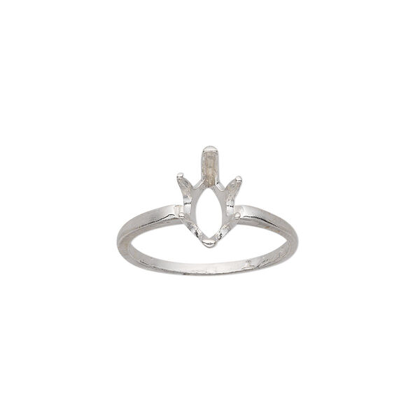 Ring, Sure-Set™, sterling silver, 10x5mm 6-prong marquise basket setting, size 6. Sold individually. image number 0
