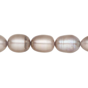 Freshwater pearl 1pkg1, rice, 15.5-16 inch dark taupe 8-9mm cultured