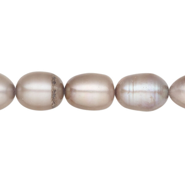 Freshwater pearl 1pkg1, rice, 15.5-16 inch dark taupe 8-9mm cultured image number 0