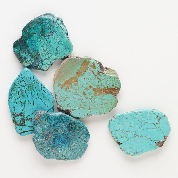 Magnesite 1pkg5, top-drilled flat-sided freeform bead C grade, mix 40x31mm-46x43mm image number 0