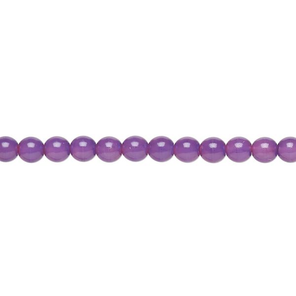 Bead, Czech dipped décor glass druk, opaque grape, 4mm round. Sold per 15-1/2" to 16" strand. image number 0
