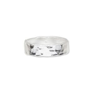 Ring, silver-plated copper, 6mm wide with hammered design, size 7-1/2. Sold individually.