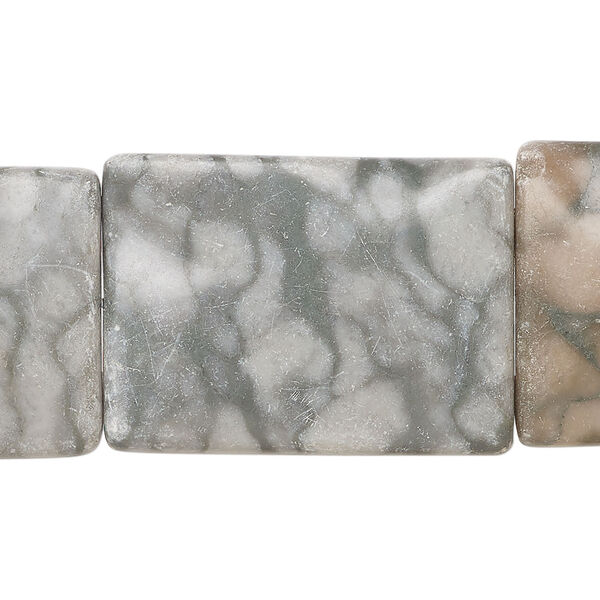 Marble 1pkg1, carved flat rectangle bead natural, 15 inch 28x21mm image number 0