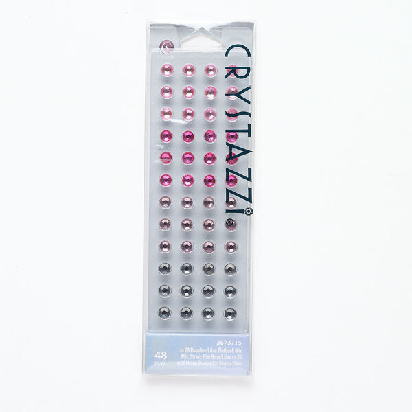 Flat back mix 1pkg48, glass, mixed colors foil back, 4.60-4.80mm round, SS20. image number 0