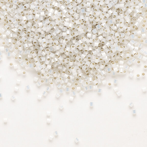 Seed bead, Delica®, glass, pkg/7.5g, #15 round, translucent silver-lined opal (DBS-0221). image number 0