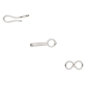 Clasp hook&eye 1pkg1 sterling silver, 20x5mm, 22 gauge 1-strand