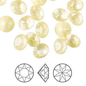 Chaton 6pk crystal soft yellow ignite, Crystal Passions® 8.16 to 8.41mm round SS39 1088