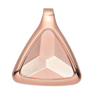 Pendant, Almost Instant Jewelry®, copper-plated "pewter" (zinc-based alloy), 37x37x32mm single-sided triangle with 23mm triangle setting and tube bail. Sold individually.