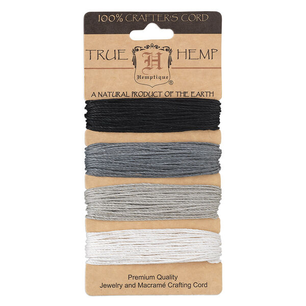 Cord, Hemptique®, hemp, onyx shades, 1mm diameter, 20-pound test. Sold per pkg of (4) 30-foot sections. image number 0
