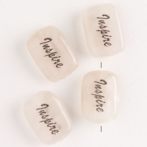 Rose quartz / enamel 1pkg4, double-sided "Inspire" flat rectangle bead B grade, 18x13mm-18x14mm image number 0