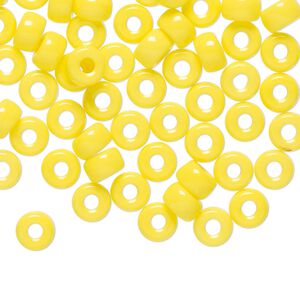 Czech pressed glass 1pkg100, crow bead opaque yellow 6x4mm