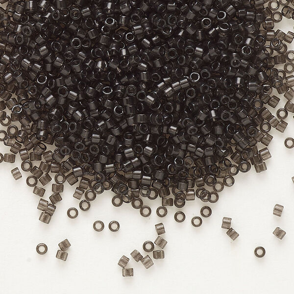 Seed bead, Delica®, glass, pkg/7.5g, #11 round, transparent outside dyed charcoal (DB-1319). image number 0