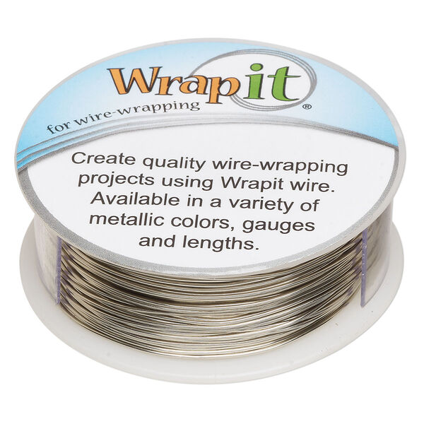 Wire, Wrapit®, nickel silver, half-hard, round, 22 gauge. Sold per 0.25-pound spool, approximately 130 feet. image number 0