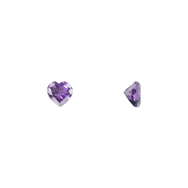 Gem, amethyst (natural), light to medium, 6x6mm faceted heart, A grade, Mohs hardness 7. Sold individually. image number 0