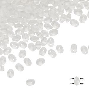 Bead, Preciosa Twin™, Pressed Twin, translucent matte clear, 2.5mm oval with (2) 0.7-0.8mm holes. Sold per 250-gram pkg.