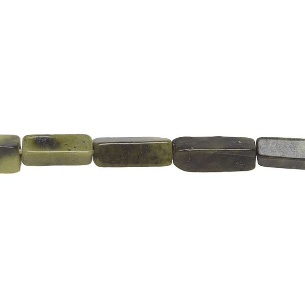 Bead, yellow "turquoise" (serpentine and quartz) (natural), 7x3mm-15x5mm hand-cut square tube, C grade, Mohs hardness 2-1/2 to 6. Sold per 14-inch strand. image number 0