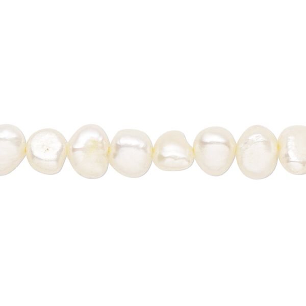 Pearl, cultured freshwater (dyed), antique white, 6-7mm flat-sided potato with 0.4-0.6mm hole, D grade, Mohs hardness 2-1/2 to 4. Sold per 15-1/2" to 16" strand. image number 0