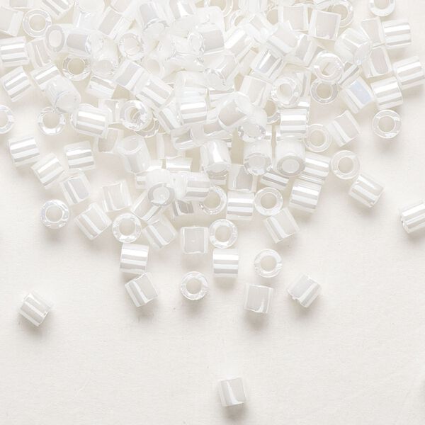 Seed bead, Delica®, glass, pkg/250g, #8 round, opaque luster white pearl (DBL-0201). image number 0
