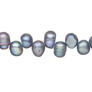 Freshwater pearl 1pkg1, top-drilled rice, 15 inch peacock 6x5mm-9x6mm cultured