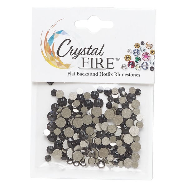 Flat back mix 1pkg144 jet and black diamond, Crystal FIRE&reg;, 3.0-4.8mm round SS12 / SS16 / SS20 image number 0